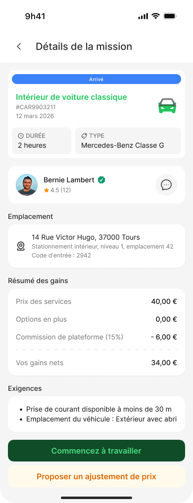 Détail d'une mission de nettoyage