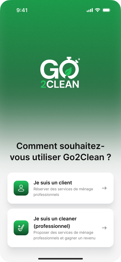 Écran de sélection du profil utilisateur