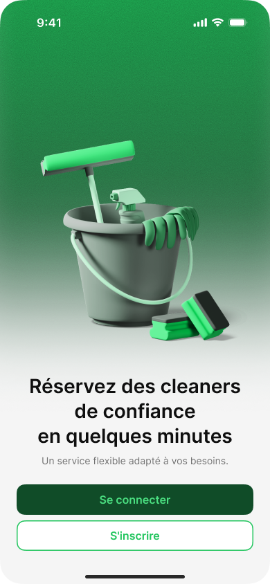 Écran d'accueil de l'application Go2Clean